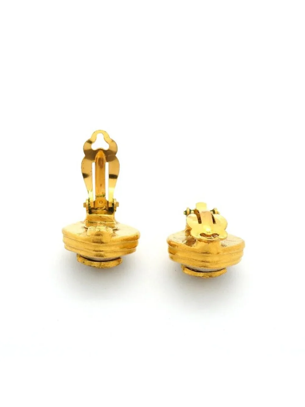 Chanel Earrings Vintage CC Logo Gold Plated Silver